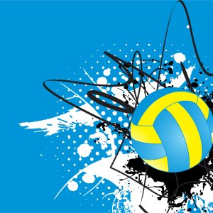 Papier Peint Ballon De Volley-Ball Sur Fond De Motifs Abstraits – Image 1
