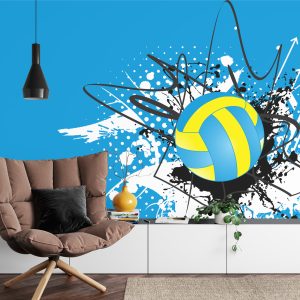 Papier Peint Ballon De Volley-Ball Sur Fond De Motifs Abstraits – Image 4