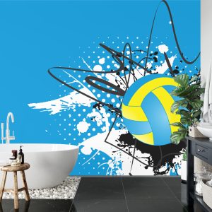 Papier Peint Ballon De Volley-Ball Sur Fond De Motifs Abstraits – Image 5