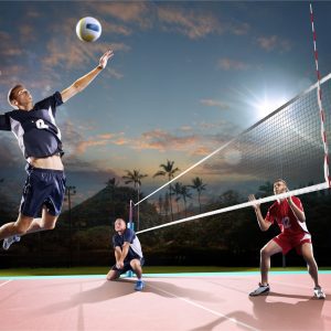 Papier Peint Joueurs De Volley-Ball En Action – Image 1