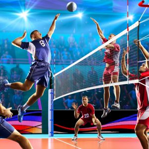 Papier Peint Joueurs De Volleyball Pendant Le Jeu – Image 1