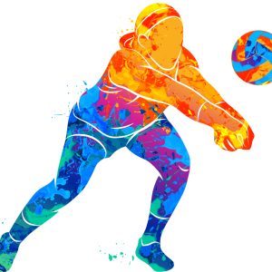 Papier Peint Joueur De Volleyball Peint À L'aquarelle – Image 1