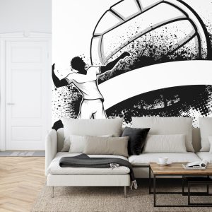 Papier Peint Joueur De Volley-Ball Noir Et Blanc Avec Ballon – Image 6