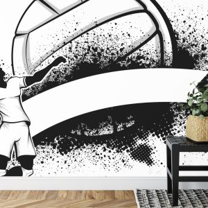 Papier Peint Joueur De Volley-Ball Noir Et Blanc Avec Ballon – Image 7