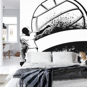 Papier Peint Joueur De Volley-Ball Noir Et Blanc Avec Ballon – Image 8