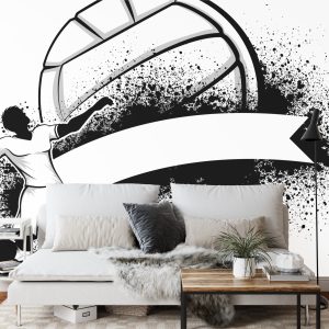 Papier Peint Joueur De Volley-Ball Noir Et Blanc Avec Ballon – Image 3