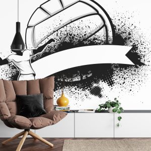 Papier Peint Joueur De Volley-Ball Noir Et Blanc Avec Ballon – Image 4