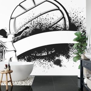 Papier Peint Joueur De Volley-Ball Noir Et Blanc Avec Ballon – Image 5