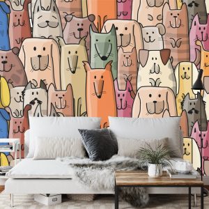 Papier Peint Chiens De Dessin Animé Colorés – Image 3