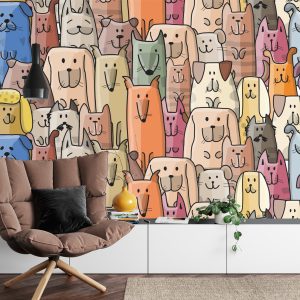 Papier Peint Chiens De Dessin Animé Colorés – Image 4