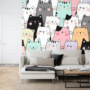 Papier Peint Chats De Dessin Animé Colorés – Image 6