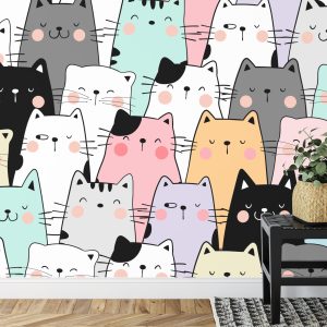 Papier Peint Chats De Dessin Animé Colorés – Image 7