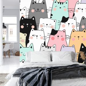 Papier Peint Chats De Dessin Animé Colorés – Image 8