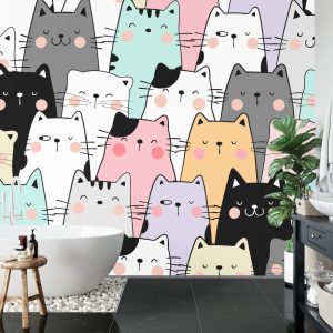 Papier Peint Chats De Dessin Animé Colorés – Image 5