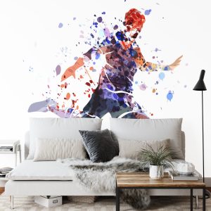 Papier Peint Silhouette Aquarelle D'un Joueur De Football – Image 3