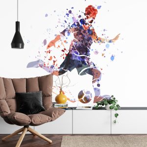 Papier Peint Silhouette Aquarelle D'un Joueur De Football – Image 4