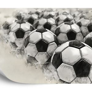 Papier Peint Ballons De Football Dessinés Avec Un Crayon – Image 2