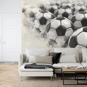 Papier Peint Ballons De Football Dessinés Avec Un Crayon – Image 6