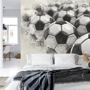 Papier Peint Ballons De Football Dessinés Avec Un Crayon – Image 8