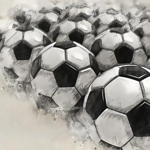 Papier Peint Ballons De Football Dessinés Avec Un Crayon – Image 1