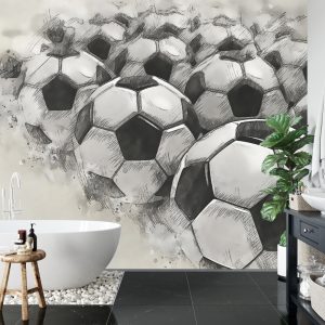 Papier Peint Ballons De Football Dessinés Avec Un Crayon – Image 5