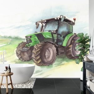 Papier Peint Tracteur Peint À L'aquarelle – Image 5