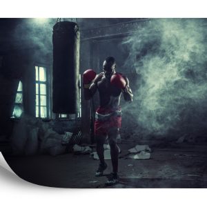 Papier Peint Boxer Dans Une Pièce Enfumée – Image 2