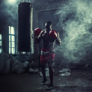 Papier Peint Boxer Dans Une Pièce Enfumée – Image 1