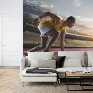 Papier Peint Athlète Sur Le Bloc De Départ 3D – Image 6