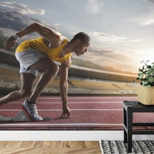 Papier Peint Athlète Sur Le Bloc De Départ 3D – Image 7