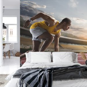 Papier Peint Athlète Sur Le Bloc De Départ 3D – Image 8