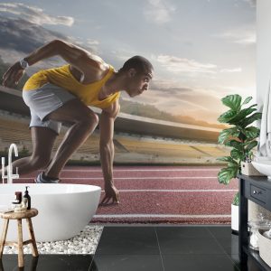 Papier Peint Athlète Sur Le Bloc De Départ 3D – Image 5