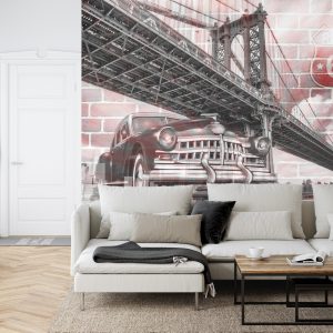 Papier Peint Voiture Sur Le Fond D'un Vieux Mur De Briques – Image 6