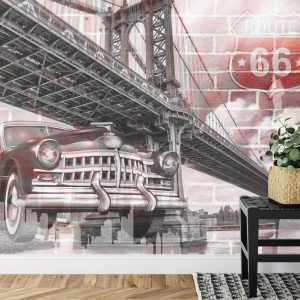 Papier Peint Voiture Sur Le Fond D'un Vieux Mur De Briques – Image 7