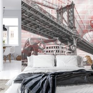 Papier Peint Voiture Sur Le Fond D'un Vieux Mur De Briques – Image 8