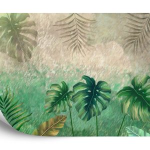 Papier Peint Plantes Tropicales Sur Un Fond Abstrait – Image 2