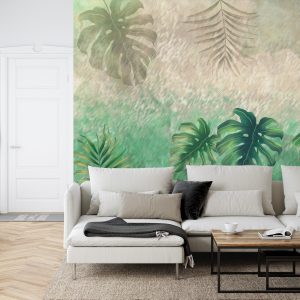 Papier Peint Plantes Tropicales Sur Un Fond Abstrait – Image 6