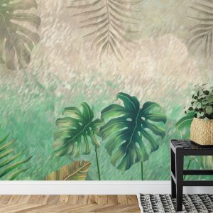 Papier Peint Plantes Tropicales Sur Un Fond Abstrait – Image 7