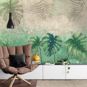 Papier Peint Plantes Tropicales Sur Un Fond Abstrait – Image 4