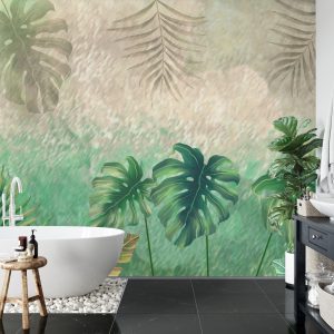Papier Peint Plantes Tropicales Sur Un Fond Abstrait – Image 5