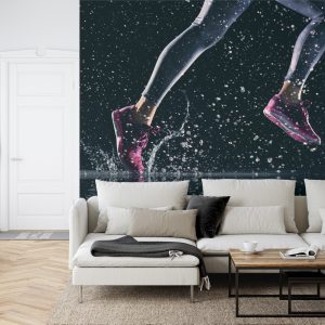 Papier Peint Sprinter Courant Sous La Pluie 3D – Image 6