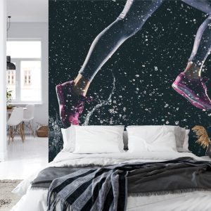 Papier Peint Sprinter Courant Sous La Pluie 3D – Image 8