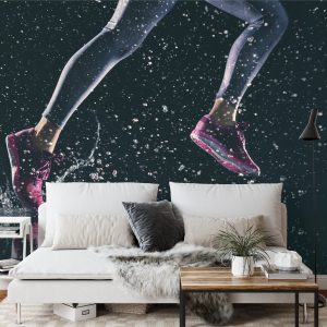 Papier Peint Sprinter Courant Sous La Pluie 3D – Image 3