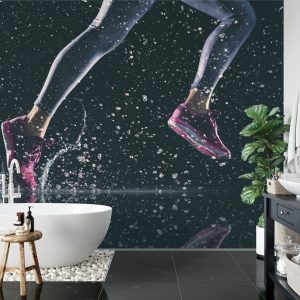 Papier Peint Sprinter Courant Sous La Pluie 3D – Image 5