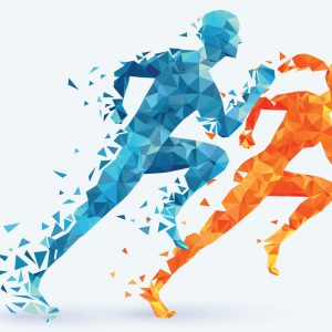 Papier Peint Coureurs Athlétiques Géométriques – Image 1