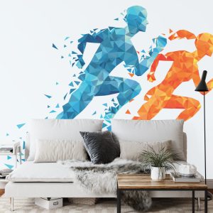 Papier Peint Coureurs Athlétiques Géométriques – Image 3