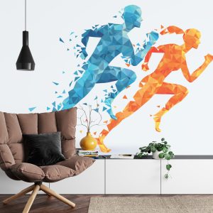 Papier Peint Coureurs Athlétiques Géométriques – Image 4