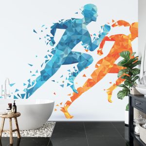 Papier Peint Coureurs Athlétiques Géométriques – Image 5