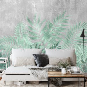 Papier Peint Fougère Sur Fond De Béton – Image 3