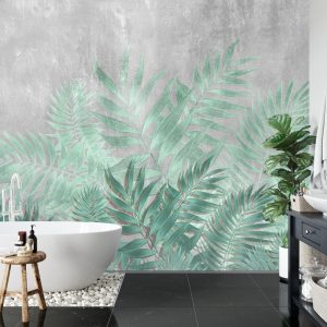 Papier Peint Fougère Sur Fond De Béton – Image 5